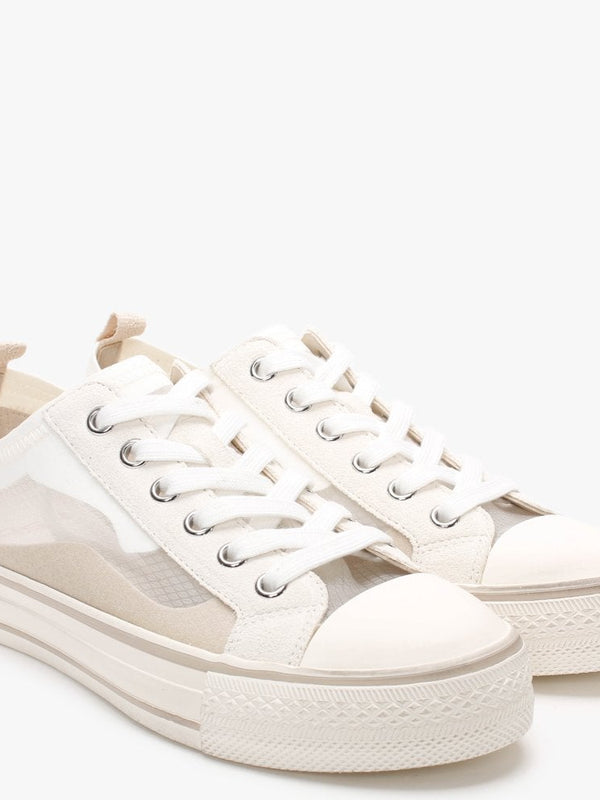 Vertu Transparent White & Eggnug Lace Up Trainers