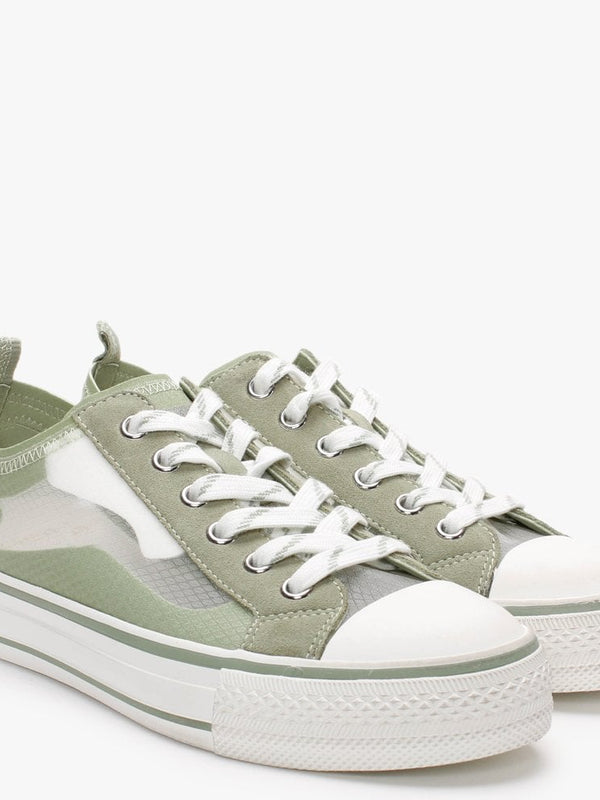 Vertu Transparent White & Tea Lace Up Trainers