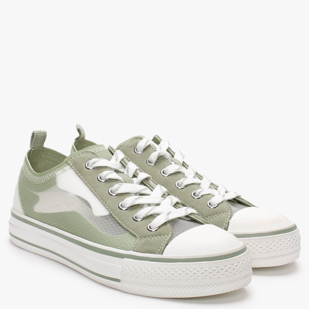 Vertu Transparent White & Tea Lace Up Trainers