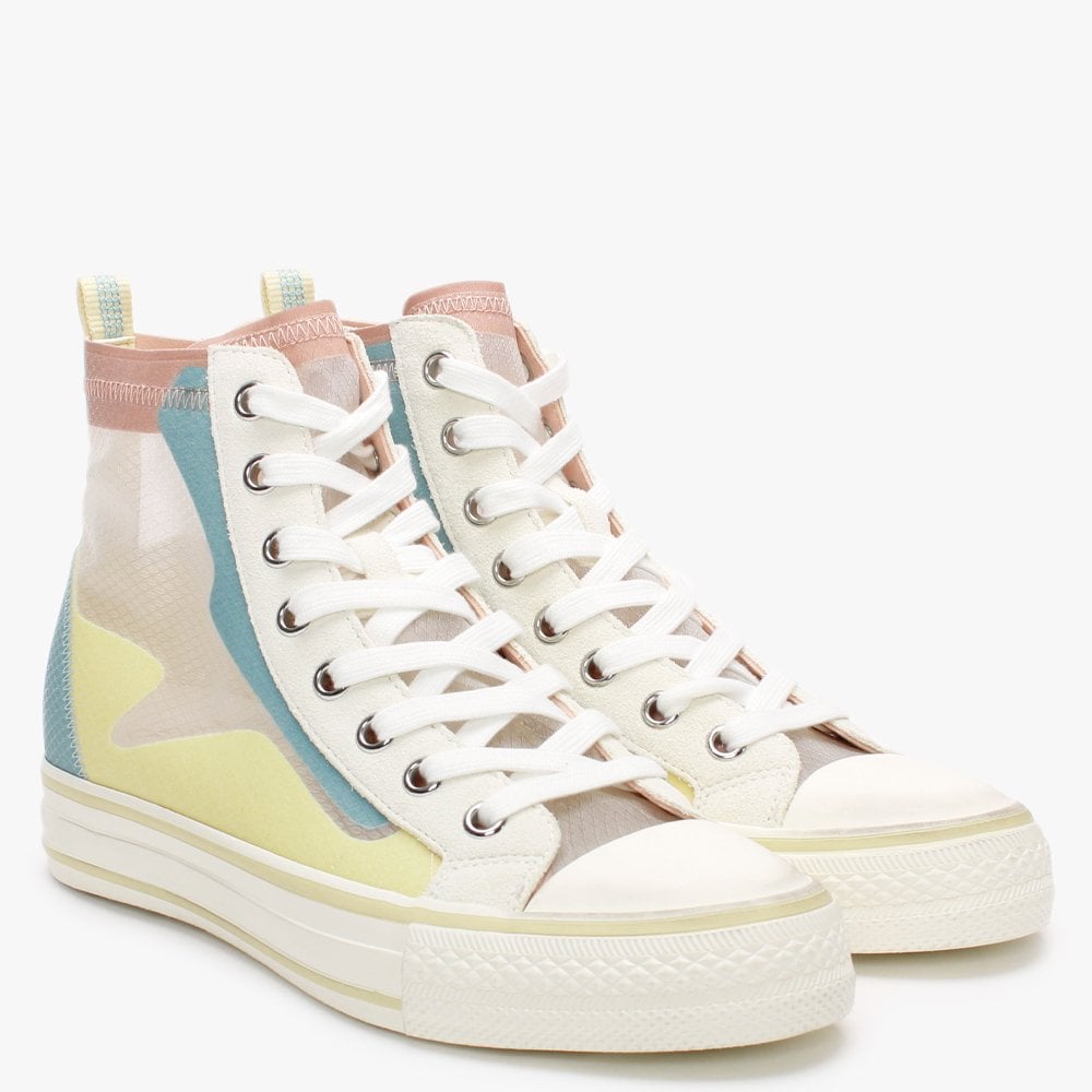 Venus Transparent Nylon Chrome Free Suede Multi High Top Trainers
