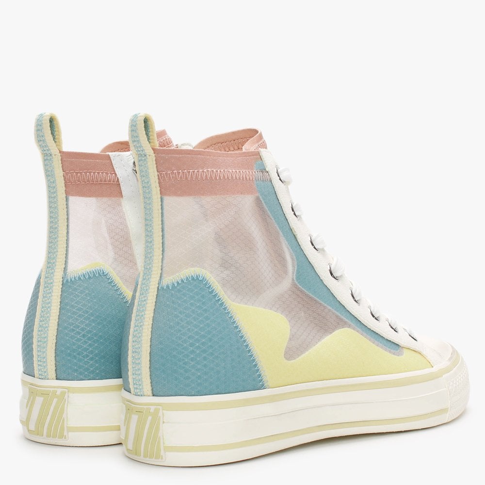 Venus Transparent Nylon Chrome Free Suede Multi High Top Trainers