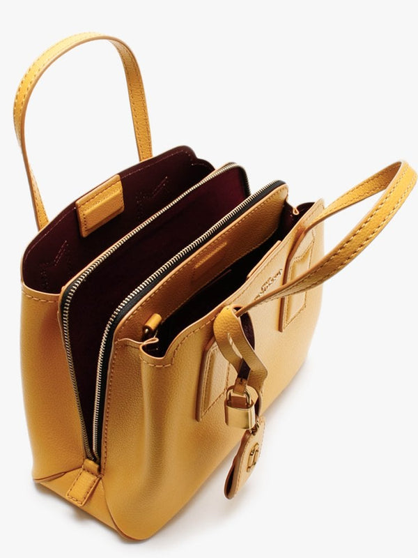 The Editor Gold Ochre Leather Cross-Body Bag
