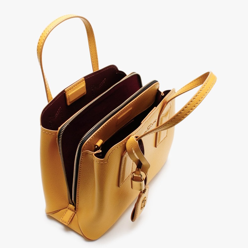 The Editor Gold Ochre Leather Cross-Body Bag