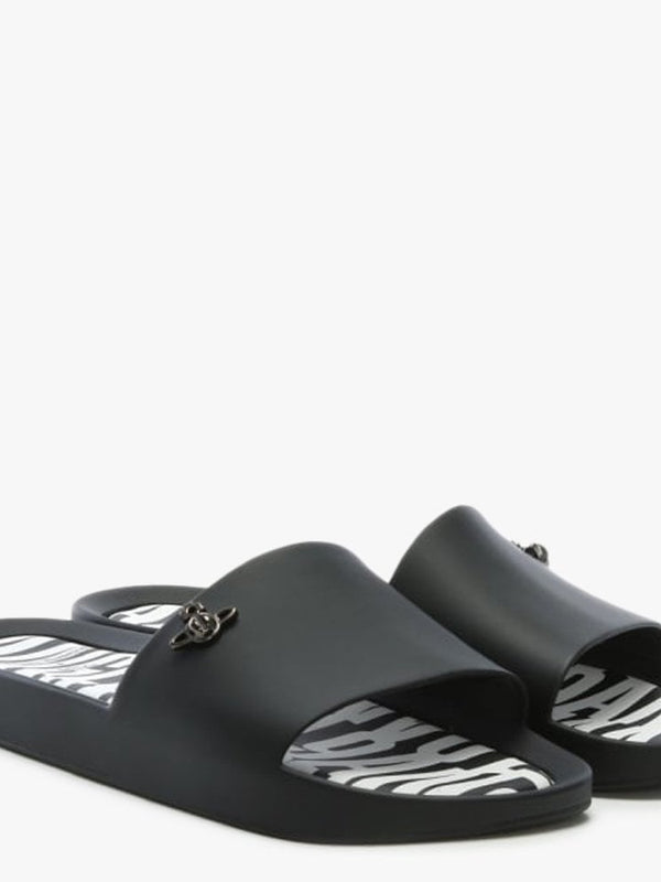 x Melissa Black Matte Orb Beach Sliders