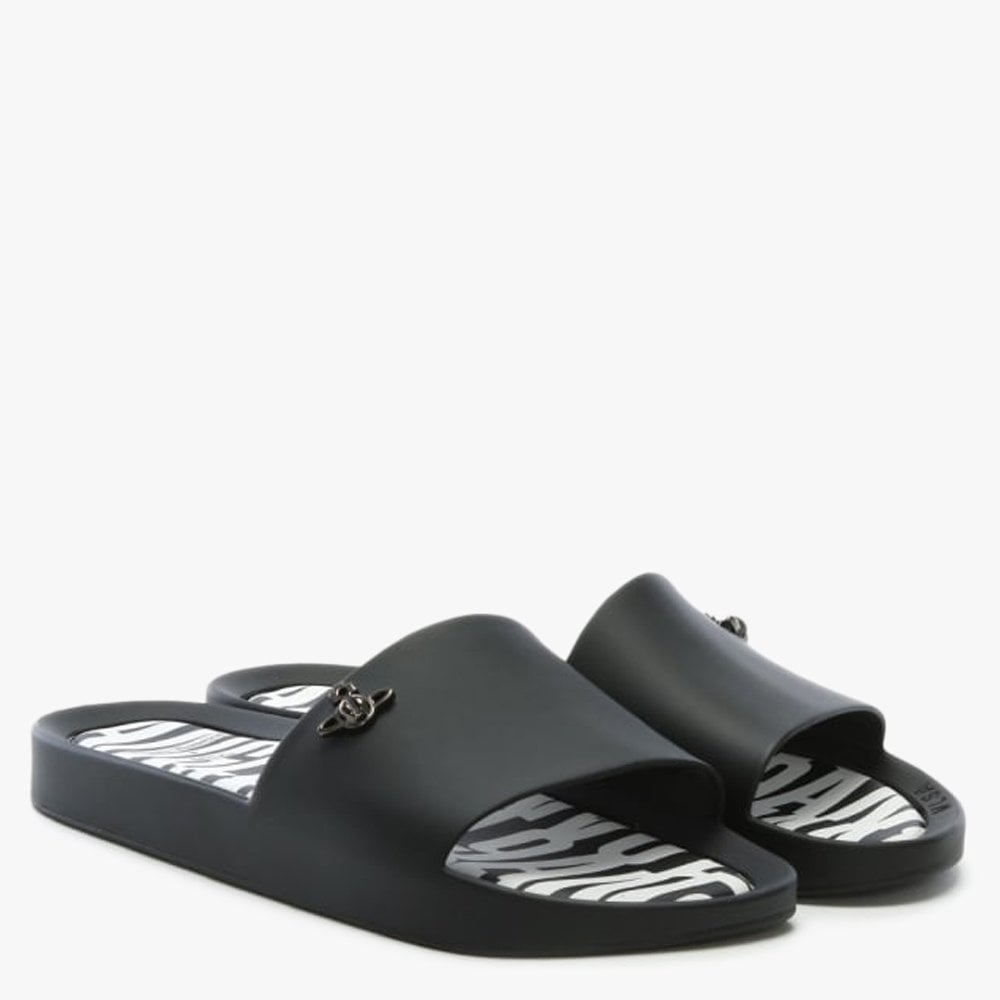 x Melissa Black Matte Orb Beach Sliders