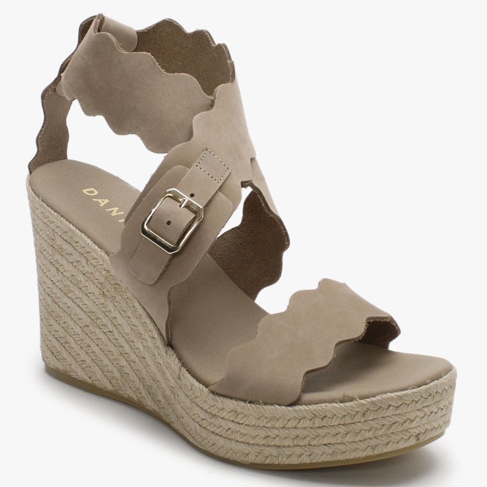 Ined Taupe Suede Wedge Sandals