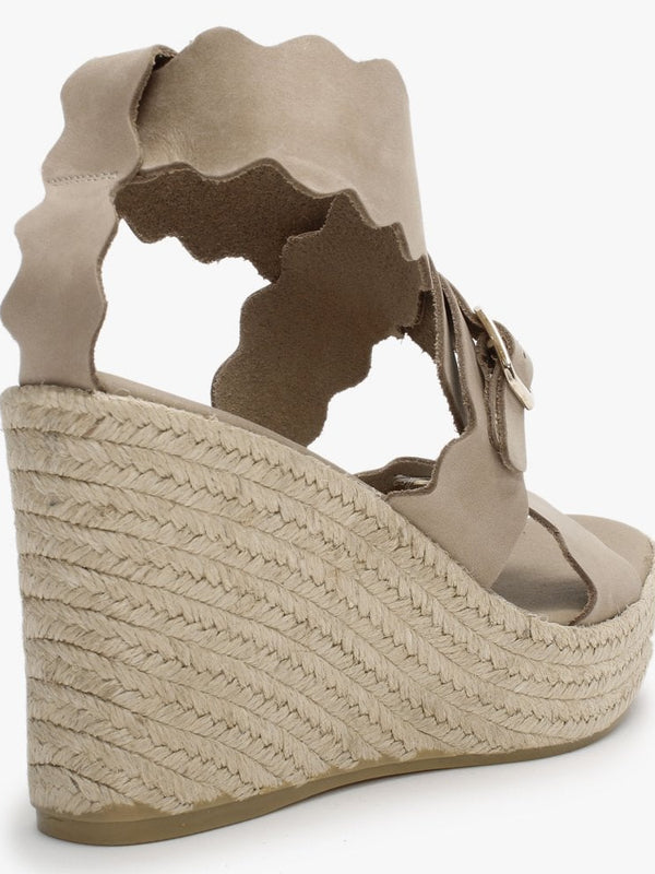 Ined Taupe Suede Wedge Sandals