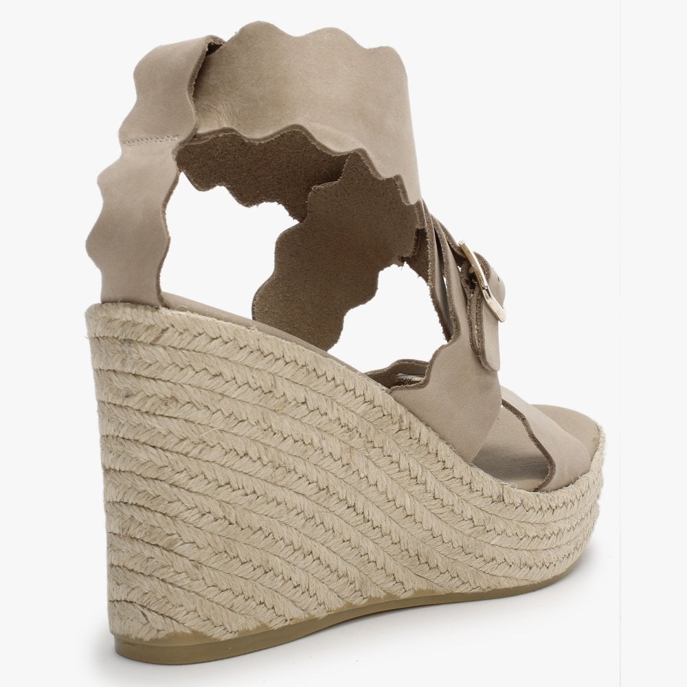 Ined Taupe Suede Wedge Sandals