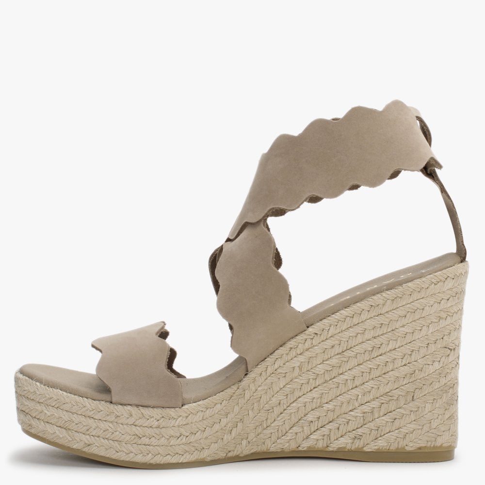 Ined Taupe Suede Wedge Sandals