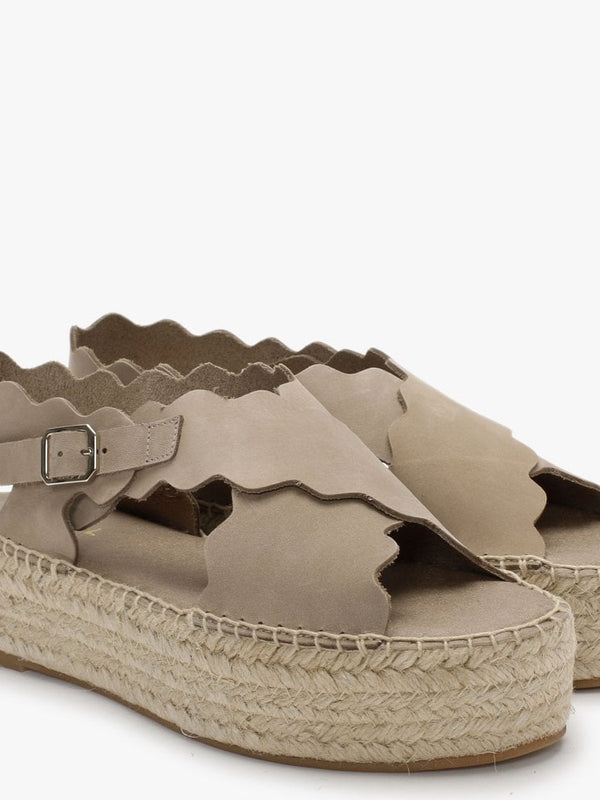 Ifla Taupe Leather Flatform Espadrille Sandals