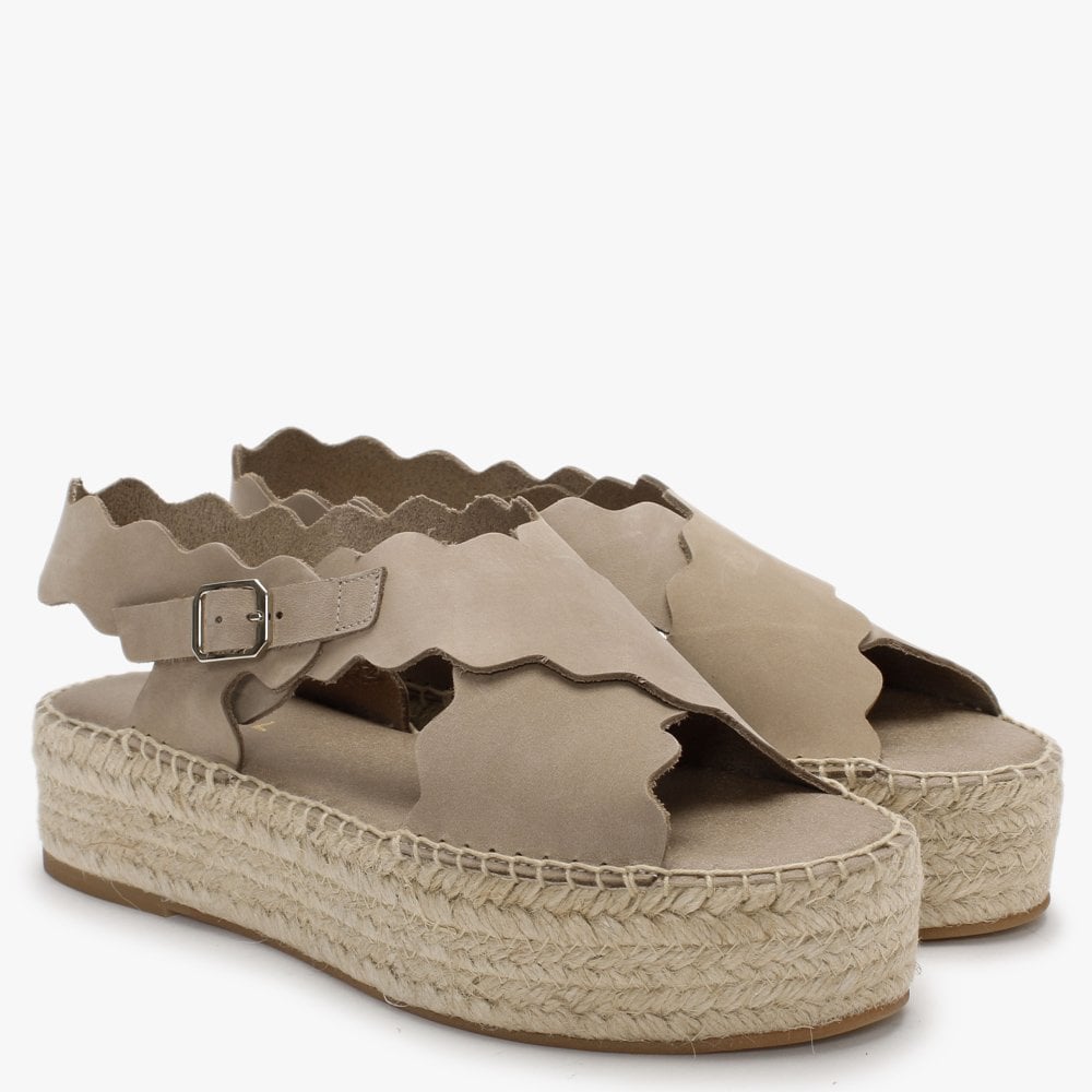Ifla Taupe Leather Flatform Espadrille Sandals