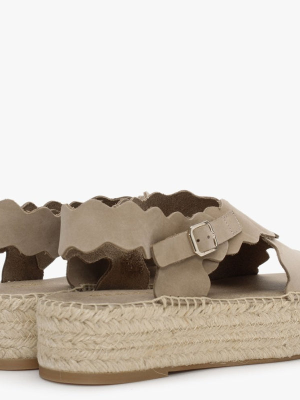 Ifla Taupe Leather Flatform Espadrille Sandals
