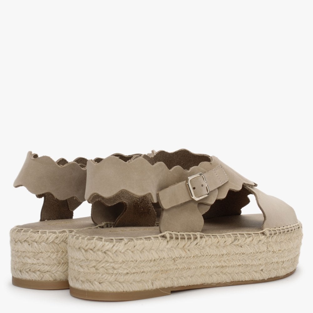 Ifla Taupe Leather Flatform Espadrille Sandals