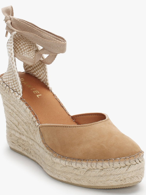 Marken Taupe Suede Wedge Espadrilles