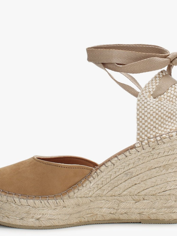 Marken Taupe Suede Wedge Espadrilles