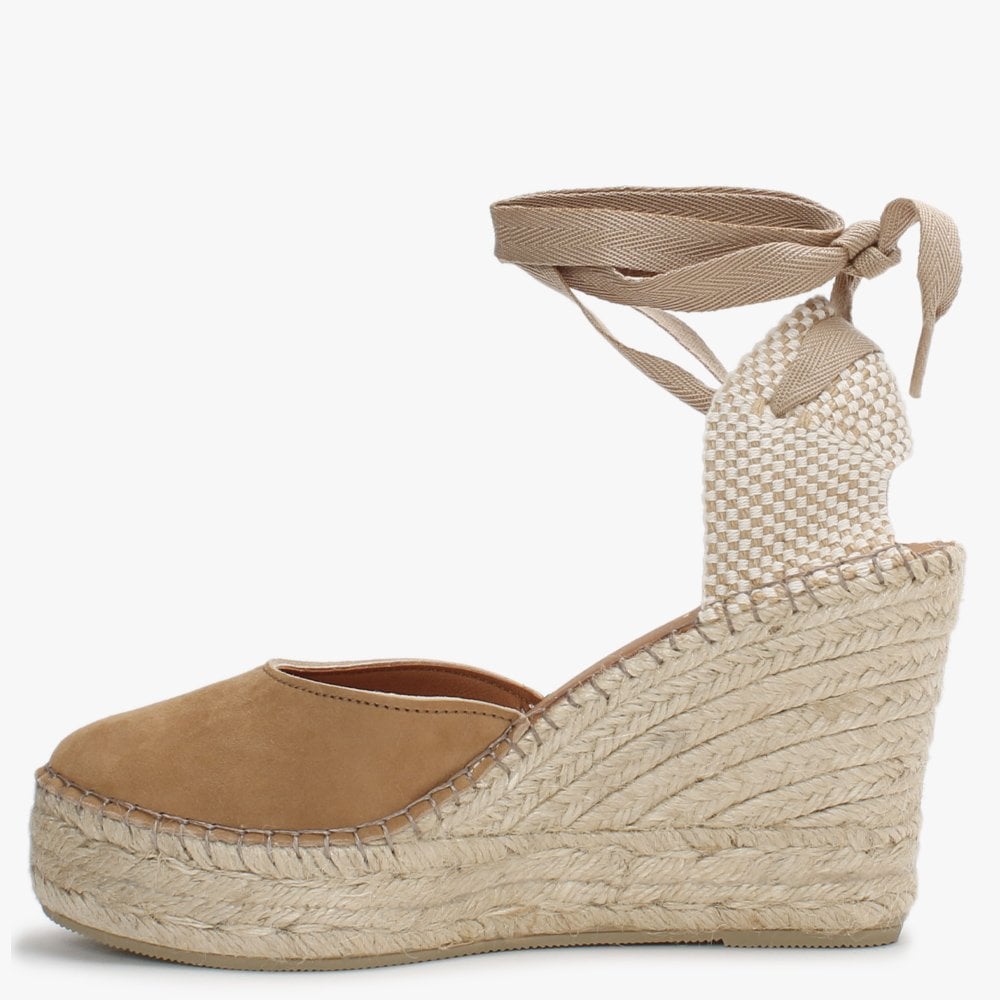 Marken Taupe Suede Wedge Espadrilles