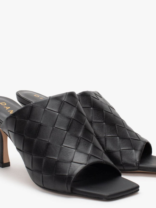 Roven Black Woven Mules