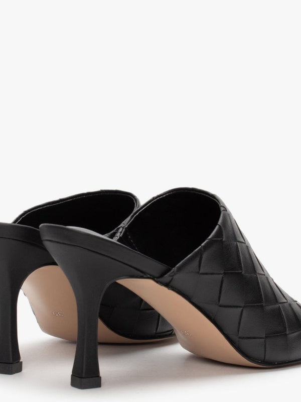 Roven Black Woven Mules