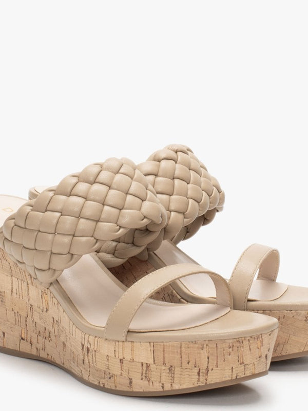 Rally Beige Woven Cork Wedge Sandals