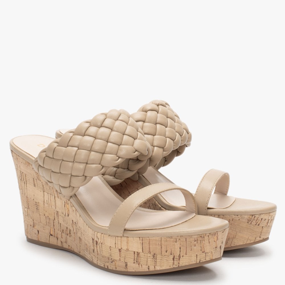 Rally Beige Woven Cork Wedge Sandals