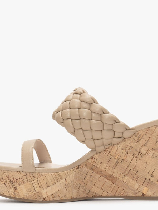 Rally Beige Woven Cork Wedge Sandals