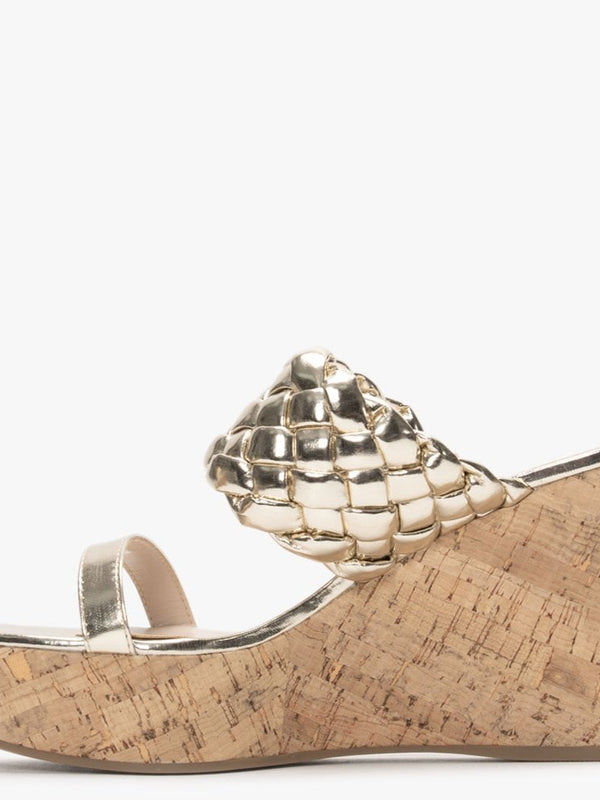 Rally Gold Woven Cork Wedge Sandals