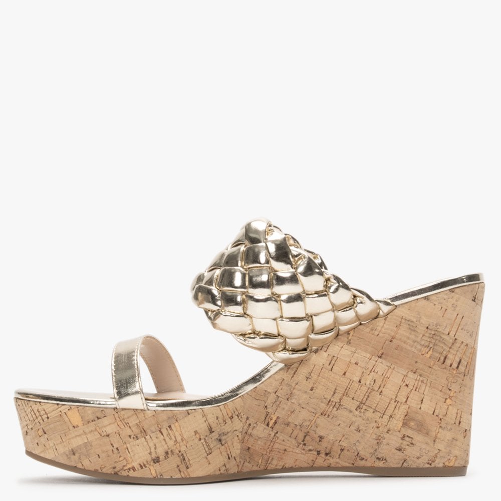 Rally Gold Woven Cork Wedge Sandals