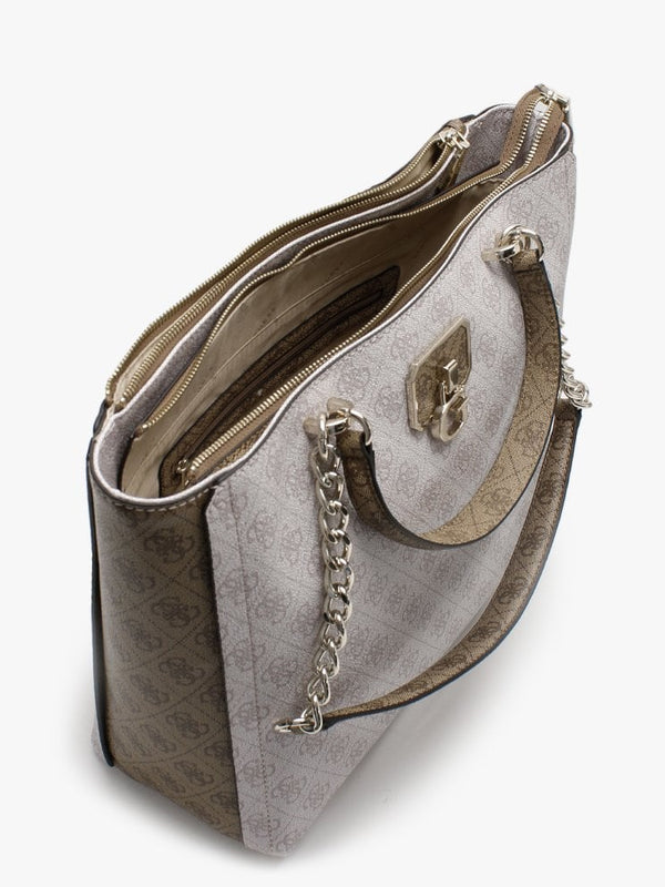 Alisa Society Repeat Logo Powder Latte Tote Bag