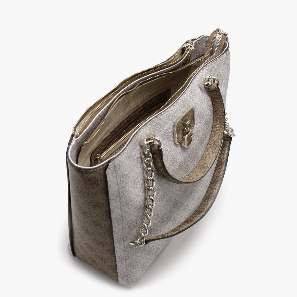 Alisa Society Repeat Logo Powder Latte Tote Bag