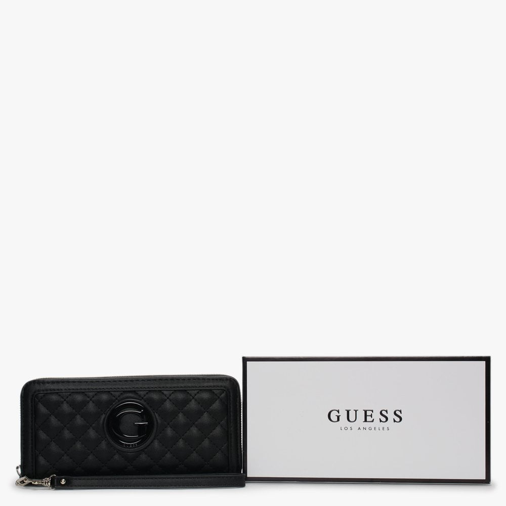 Large Heyden Black Quilted Zip Around Wallet