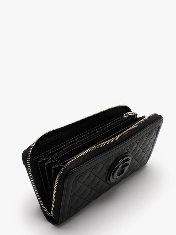 Large Heyden Black Quilted Zip Around Wallet