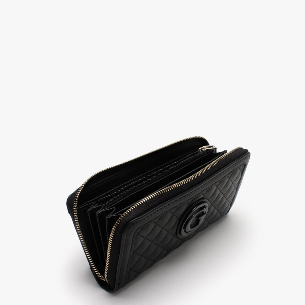 Large Heyden Black Quilted Zip Around Wallet