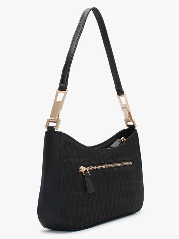 Layla Top Zip Fastening Black Shoulder Bag
