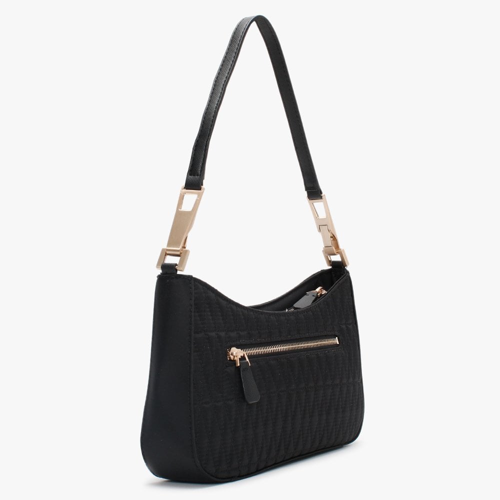 Layla Top Zip Fastening Black Shoulder Bag