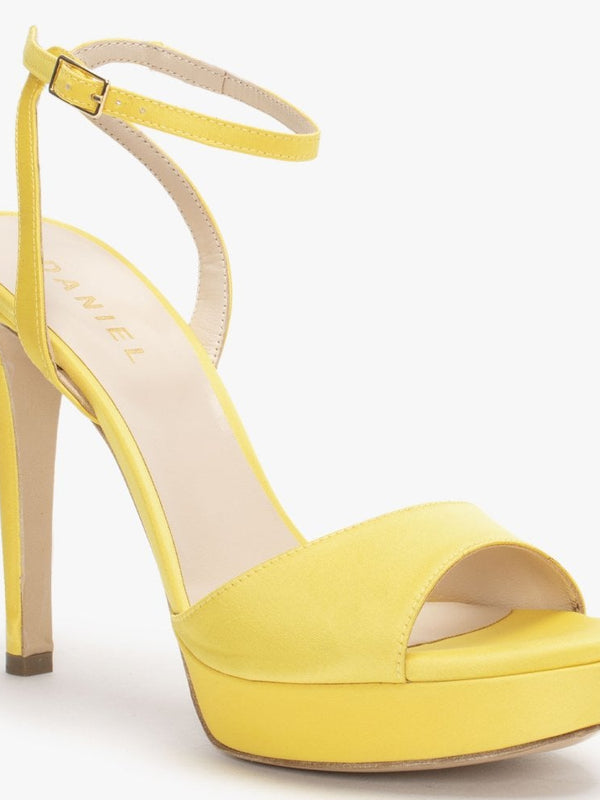 Formy Yellow Satin Platform Heeled Sandals