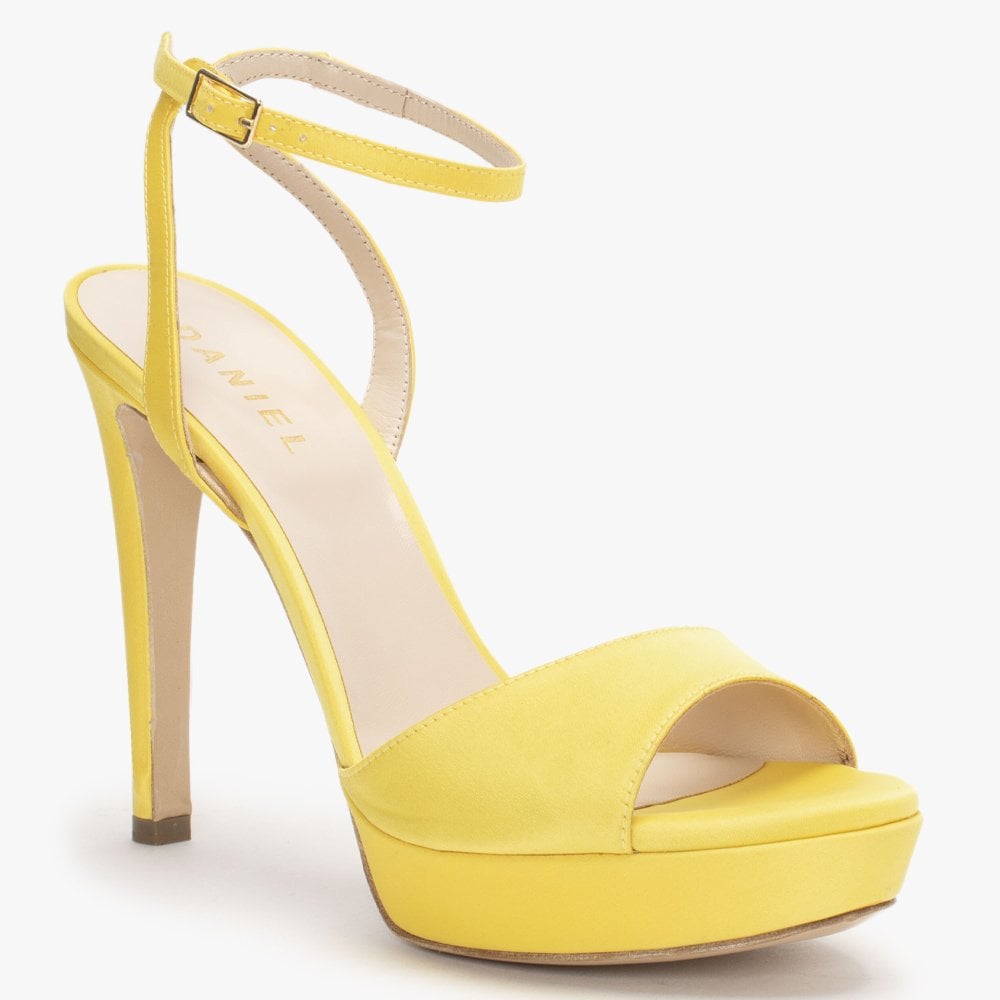 Formy Yellow Satin Platform Heeled Sandals