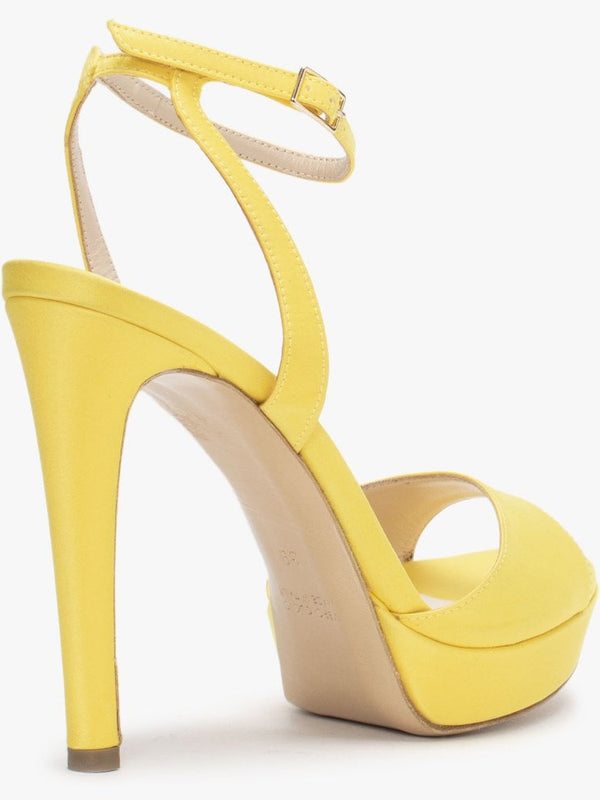 Formy Yellow Satin Platform Heeled Sandals