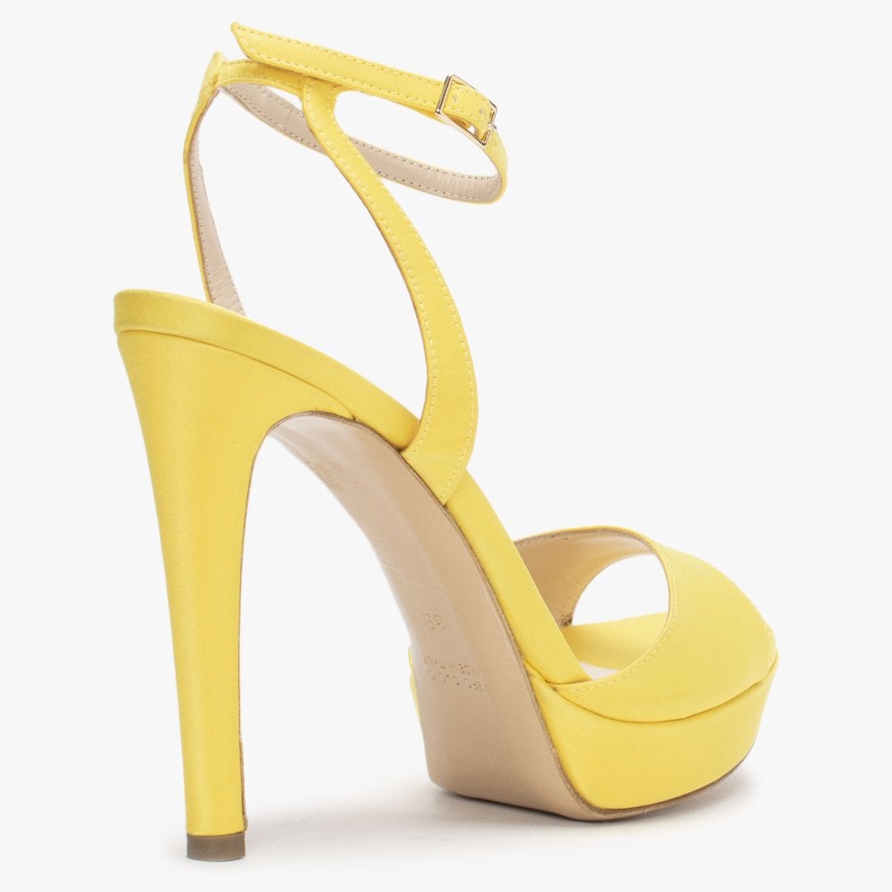Formy Yellow Satin Platform Heeled Sandals