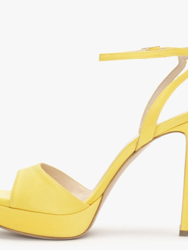 Formy Yellow Satin Platform Heeled Sandals