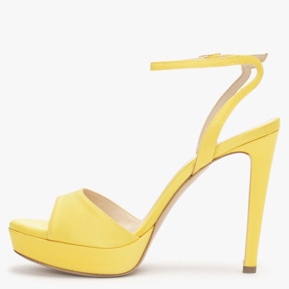 Formy Yellow Satin Platform Heeled Sandals