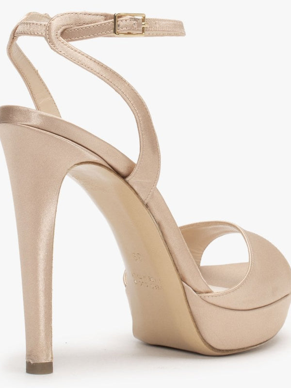Formy Pink Satin Platform Heeled Sandals