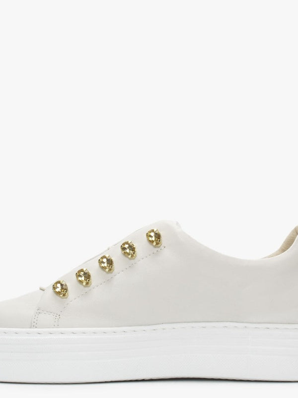 Mewjewell White Leather Flatform Trainers