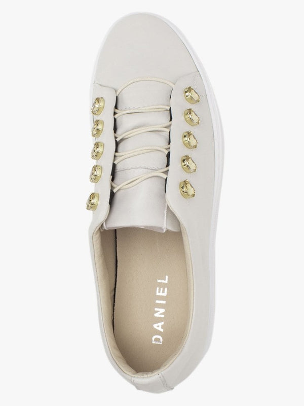 Mewjewell White Leather Flatform Trainers