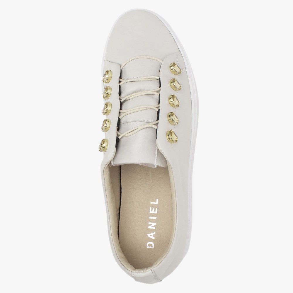 Mewjewell White Leather Flatform Trainers
