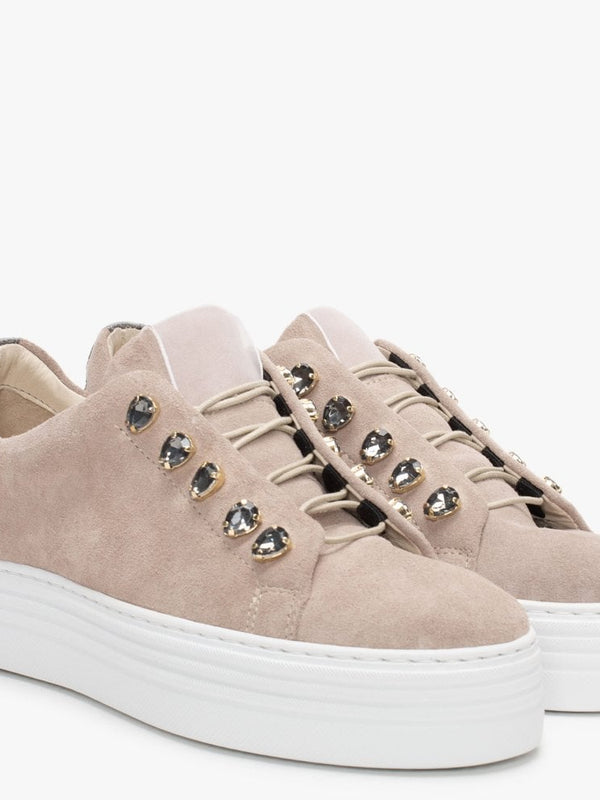 Mewjewell Pink Suede Flatform Trainers