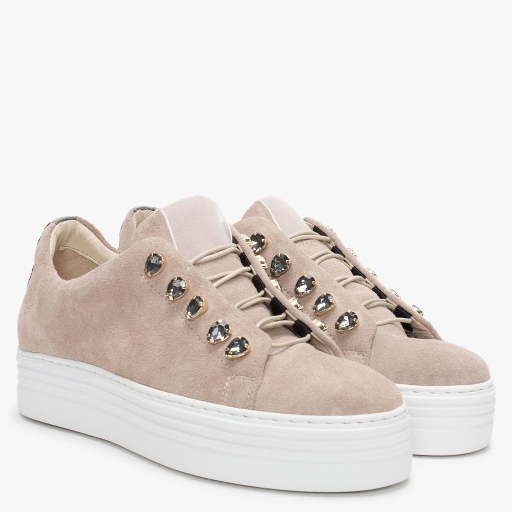 Mewjewell Pink Suede Flatform Trainers