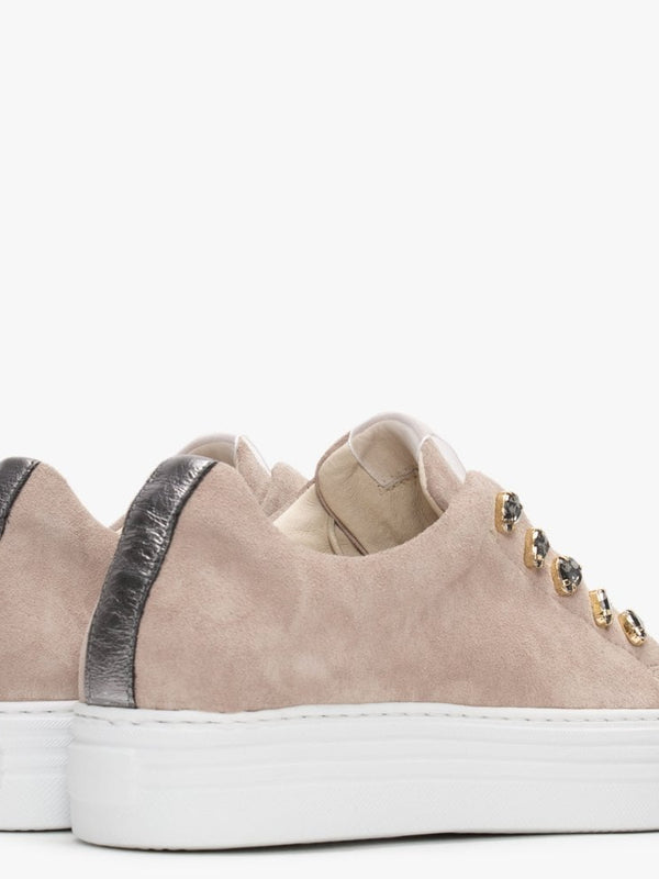 Mewjewell Pink Suede Flatform Trainers