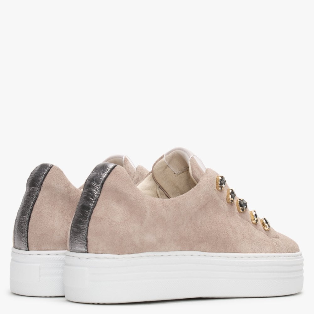 Mewjewell Pink Suede Flatform Trainers