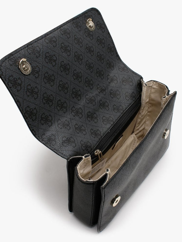 Alisa Black Repeat Logo Cross-Body Bag