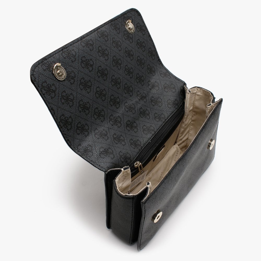 Alisa Black Repeat Logo Cross-Body Bag